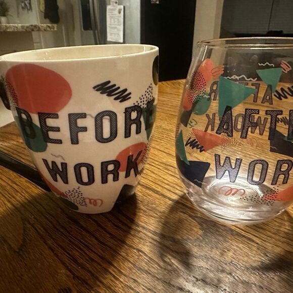 Two glasses - BEFORE WORK AND AFTER WORK FUNNY - Picture 3 of 3